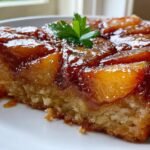 Peach Upside Down Cake with Brown Sugar Glaze