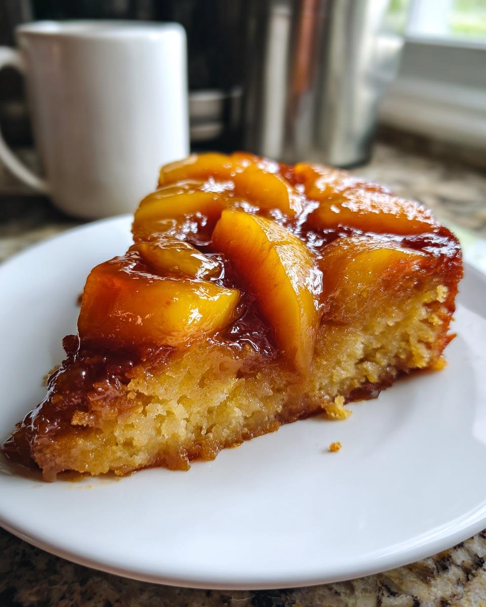 Peach Upside Down Cake with Brown Sugar Glaze - detail 2