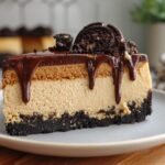 Peanut Butter Cheesecake with Oreo Crust and Chocolate Ganache