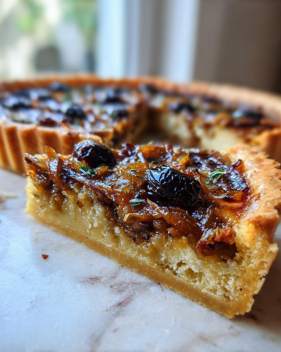 Proven&ccedil;al Onion Tart with Anchovies and Olives - detail 1