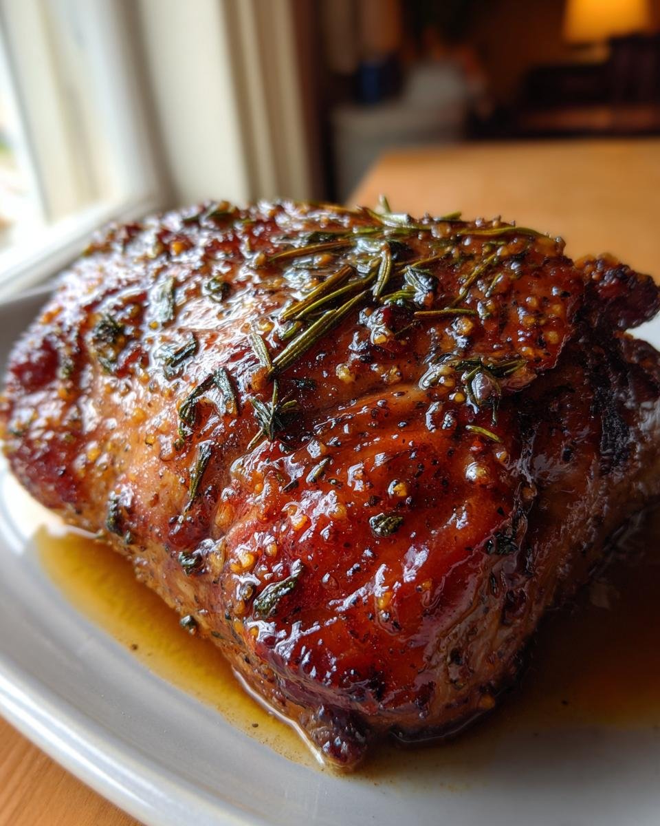 Slow-Cooked Lamb Shoulder Confit with Garlic and Honey Mustard Glaze - detail 2