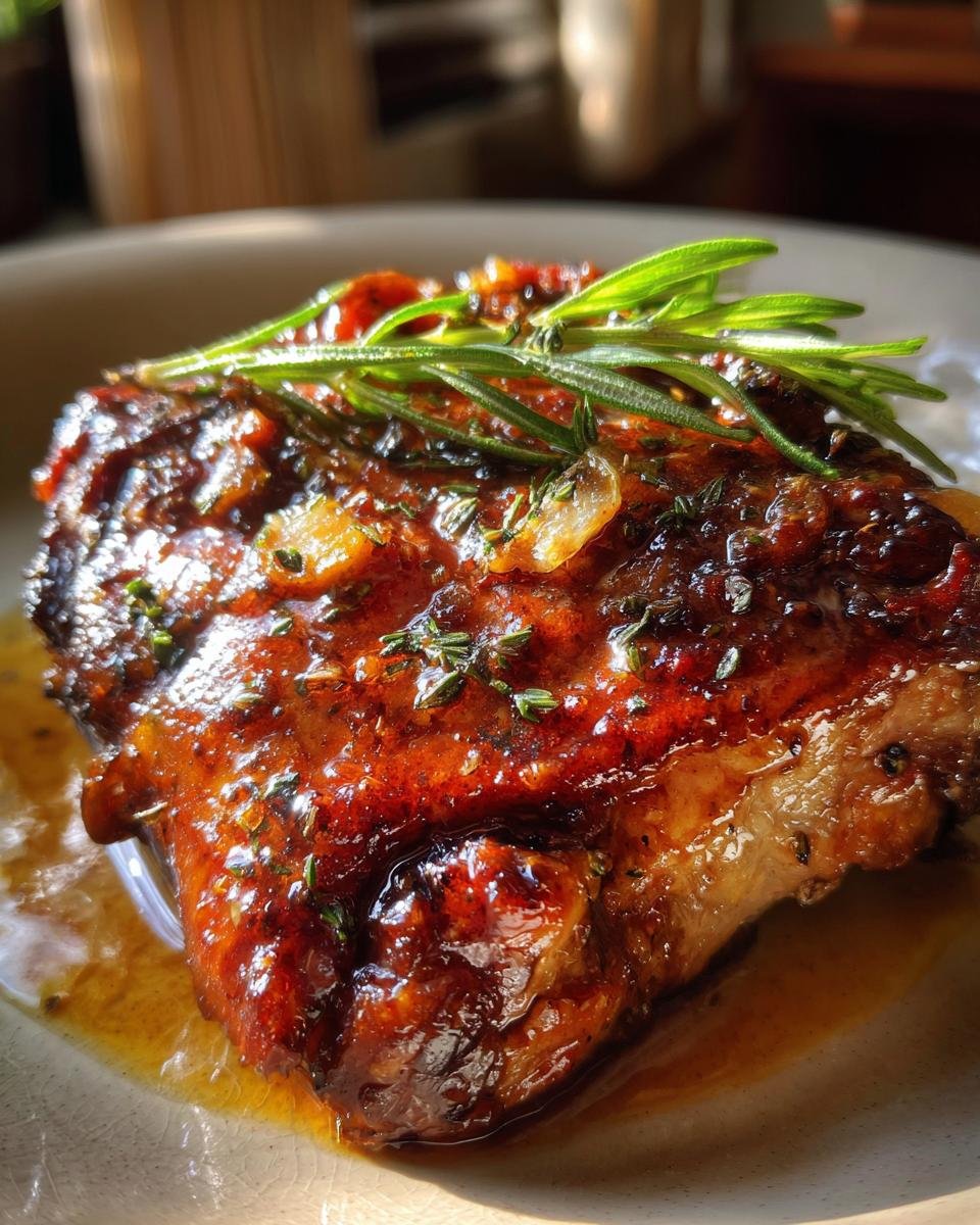 Slow-Cooked Lamb Shoulder Confit with Garlic and Honey Mustard Glaze - detail 3