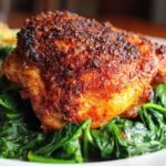 Smoked Paprika Chicken Thighs with Creamed Lemon Spinach