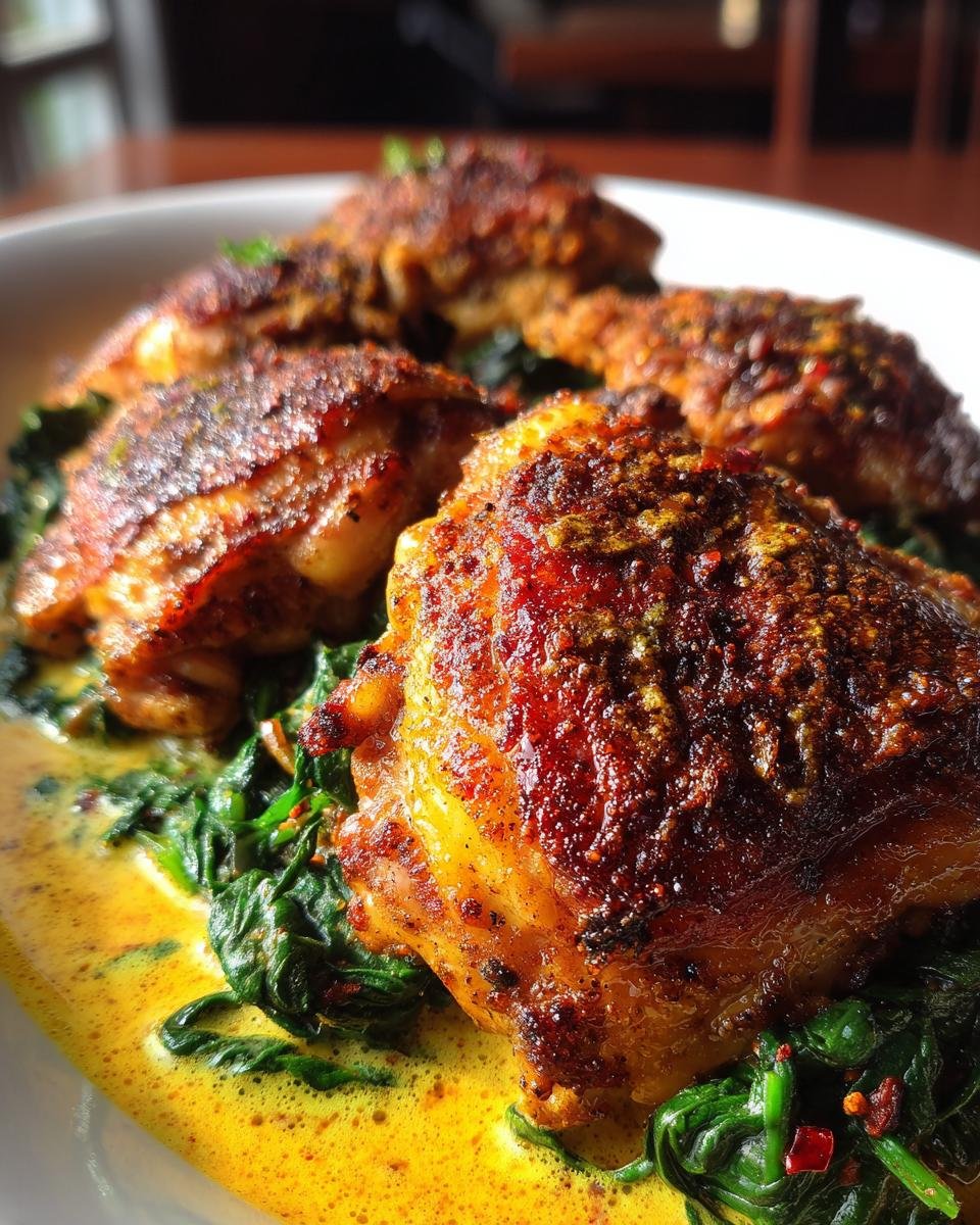Smoked Paprika Chicken Thighs with Creamed Lemon Spinach - detail 3