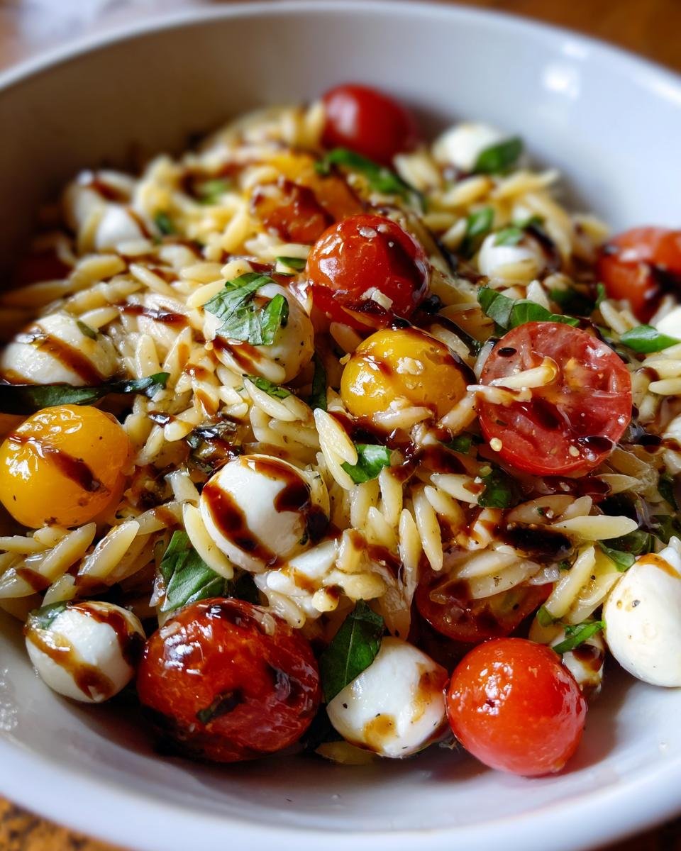 Caprese Orzo Salad with Balsamic Glaze - detail 1