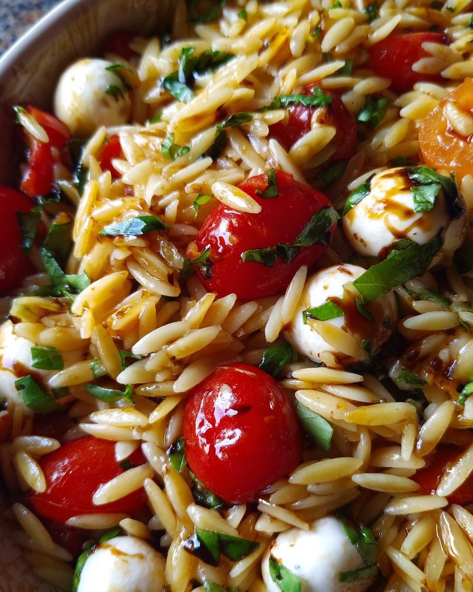 Caprese Orzo Salad with Balsamic Glaze - detail 4