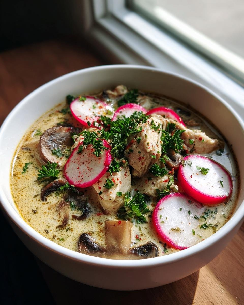 Chicken and Radish Soup with Mushrooms - detail 1