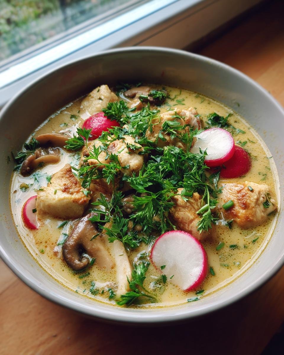 Chicken and Radish Soup with Mushrooms - detail 2