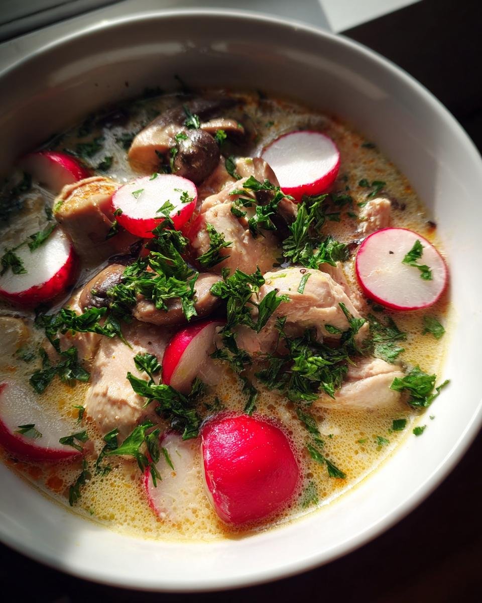 Chicken and Radish Soup with Mushrooms - detail 3