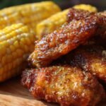 Crispy Chicken Wings with Buttered Corn