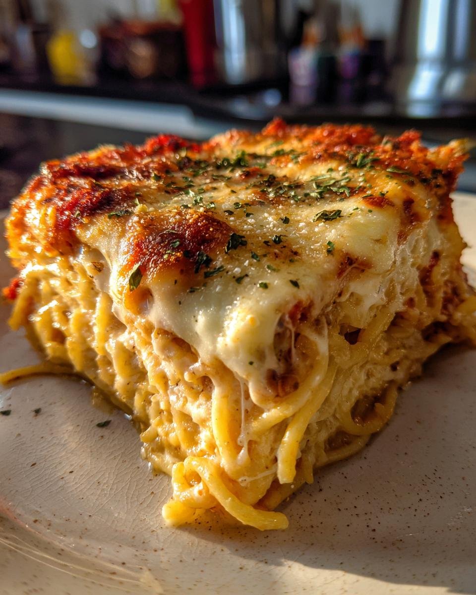 Layered Baked Cream Cheese Spaghetti Bowl - detail 1