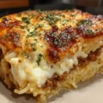 Layered Baked Cream Cheese Spaghetti Bowl