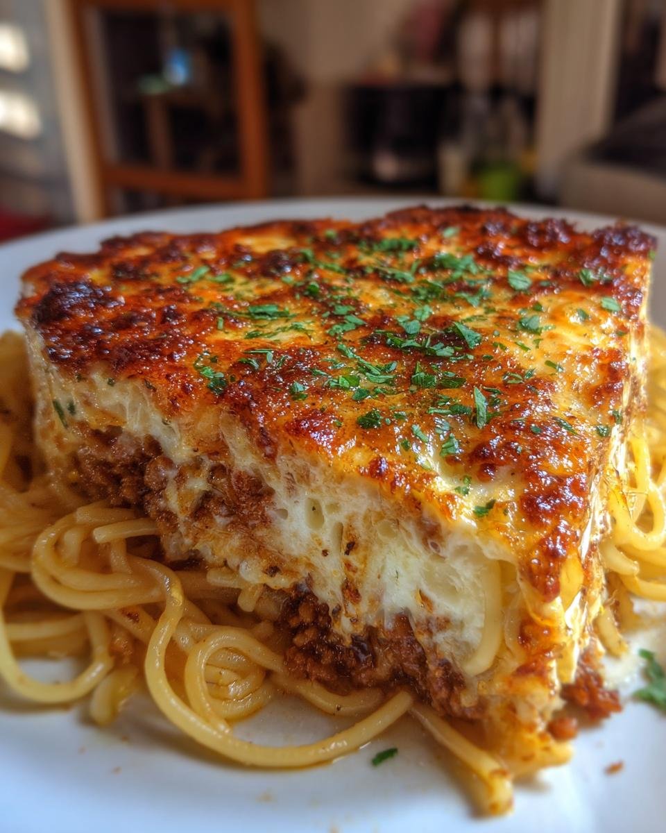 Layered Baked Cream Cheese Spaghetti Bowl - detail 3