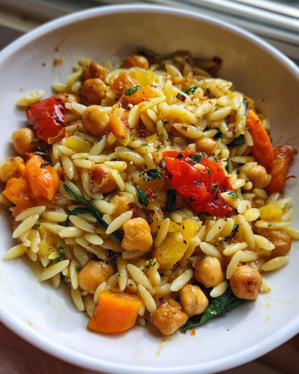 Lemon Orzo with Chickpeas and Roasted Vegetables - detail 2