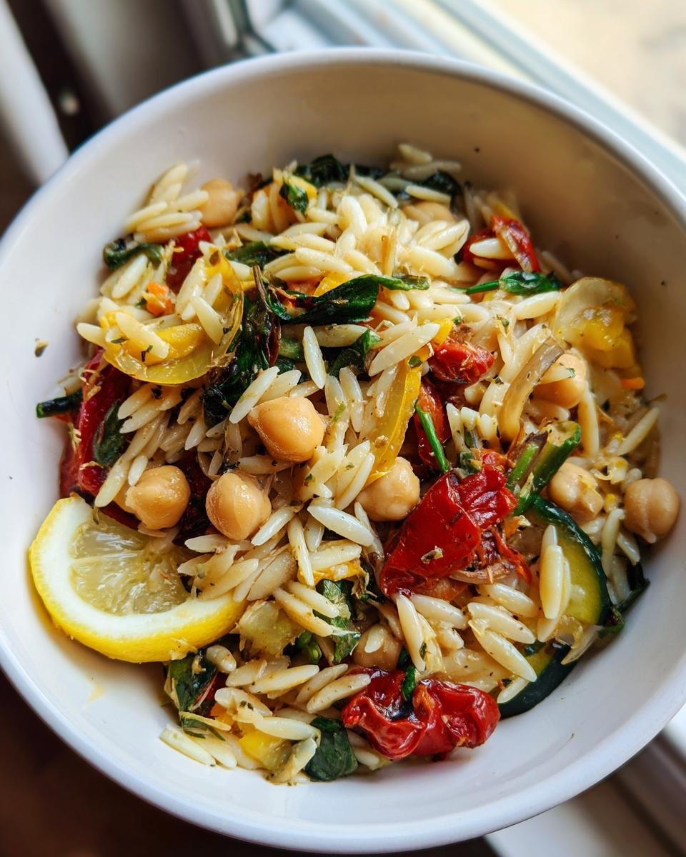 Lemon Orzo with Chickpeas and Roasted Vegetables - detail 4