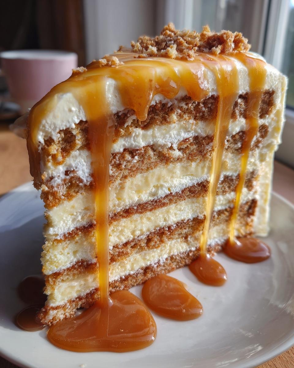 Marzipan Cake with Cream Cheese Frosting and Dulce de Leche Drip - detail 1