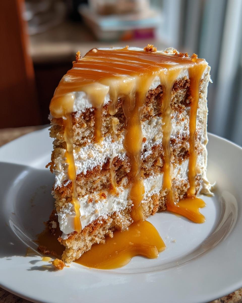 Marzipan Cake with Cream Cheese Frosting and Dulce de Leche Drip - detail 2