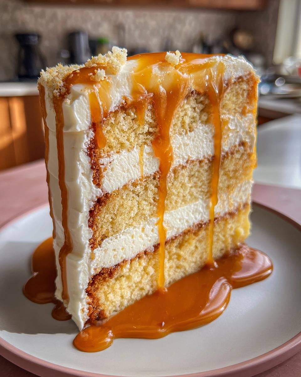 Marzipan Cake with Cream Cheese Frosting and Dulce de Leche Drip - detail 3