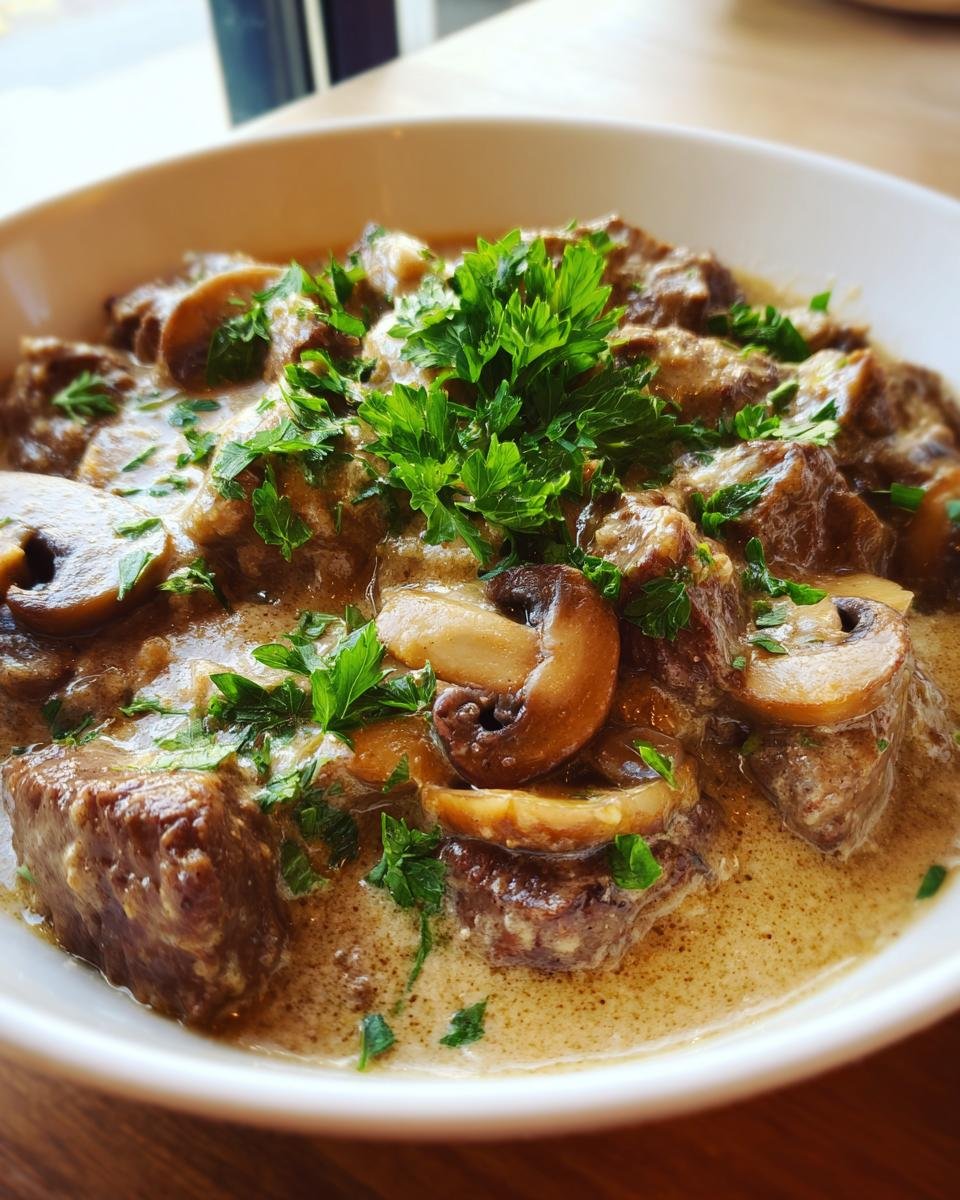 Slow Cooker Cube Steak in Creamy Mushroom Gravy - detail 2