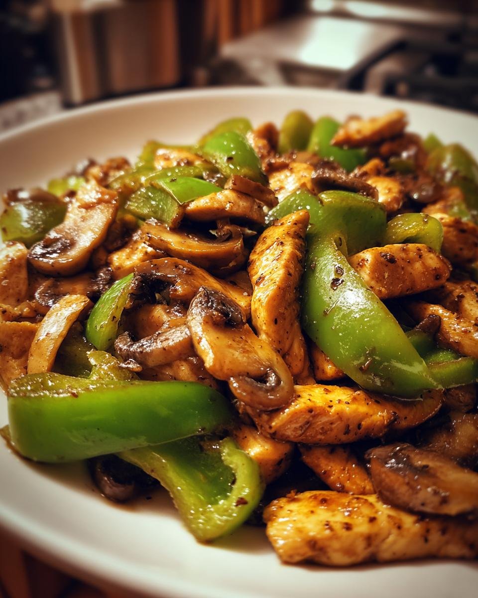 Stir-Fried Chicken with Green Peppers and Mushrooms - detail 3