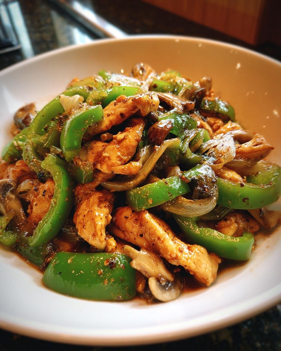 Stir-Fried Chicken with Green Peppers and Mushrooms - detail 4