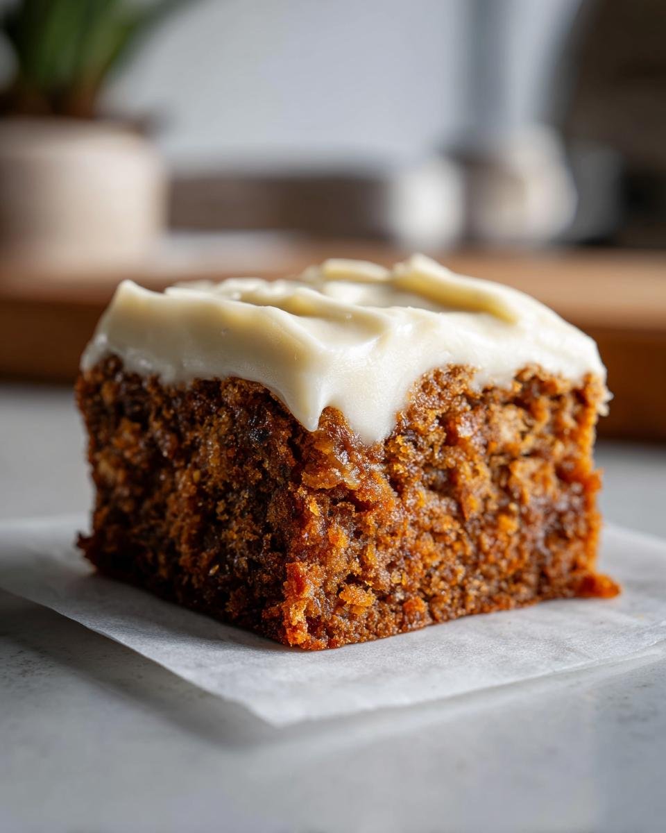 Ein St&uuml;ck saftiger Bananenriegel mit cremigem Frischk&auml;se-Frosting, perfekt f&uuml;r das Rezept.