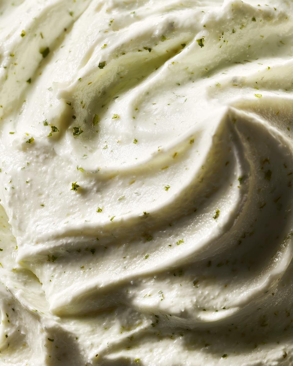 Nahaufnahme von cremigem, hausgemachtem Caesar Dressing mit Kräutern.