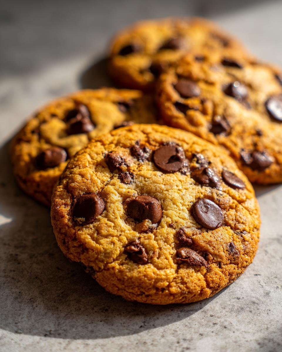 Nahaufnahme von einfachen Chocolate Chip Cookies mit vielen Schokoladenst&uuml;ckchen, perfekt f&uuml;r Hei&szlig;hunger.