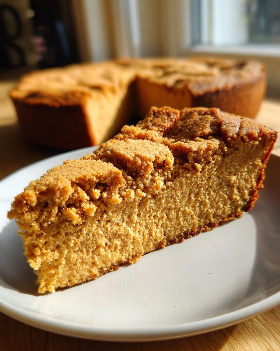 Ein St&uuml;ck Keto Erdnussbutter Cookie Cake auf einem Teller, im Hintergrund der ganze Kuchen.
