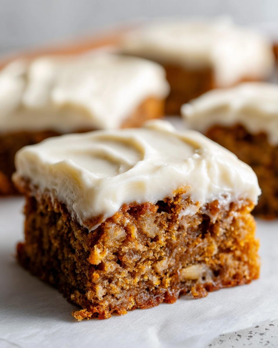 Nahaufnahme eines saftigen Bananenriegels mit cremigem Frischk&auml;se-Frosting und N&uuml;ssen.