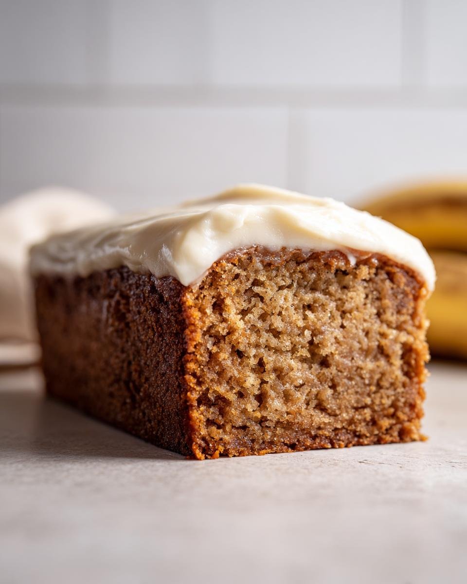 Ein saftiger Bananenriegel mit cremigem Frischk&auml;se-Frosting, perfekt f&uuml;r den Kaffeetisch.