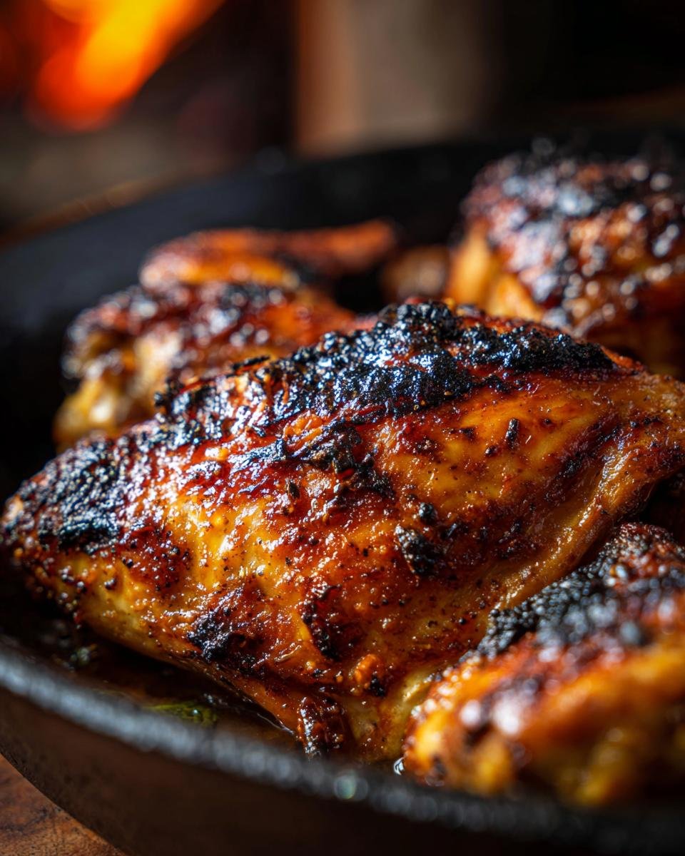 Nahaufnahme von saftigen, gebr&auml;unten H&auml;hnchenteilen in einer Pfanne, perfekt f&uuml;r das Rezept 