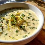 Close-up of a creamy Zesty Caesar Salad Dressing in a white bowl, garnished with lemon zest and herbs.