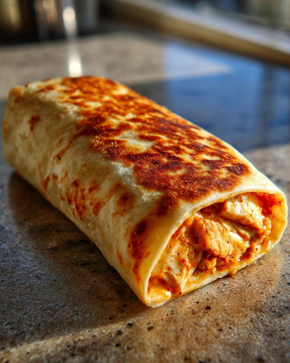 Ein perfekt gegrillter Easy Chipotle Ranch Chicken Burrito mit saftiger H&auml;hnchenf&uuml;llung.