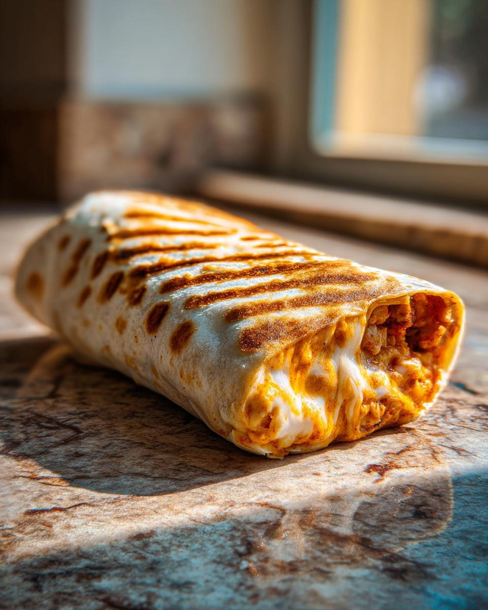 Ein gegrillter Burrito mit geschmolzenem K&auml;se und einer w&uuml;rzigen F&uuml;llung, perfekt f&uuml;r den Flavor Packed Chipotle Ranch Grilled Burrito.