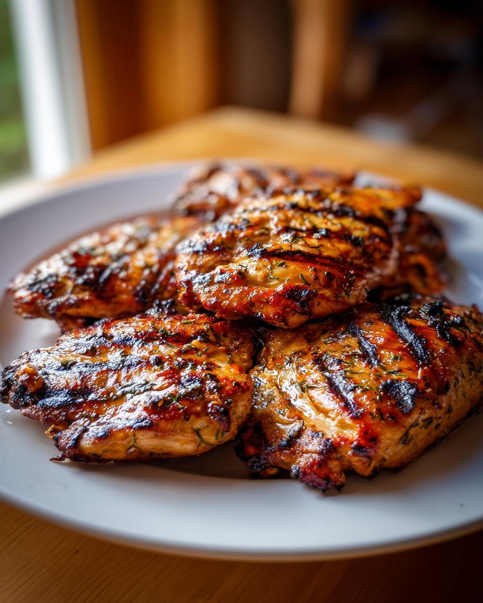 Gegrillte H&auml;hnchenbrustst&uuml;cke mit Kr&auml;utern, mariniert und saftig, perfekt f&uuml;r das Rezept Griechisch Mariniertes H&auml;hnchen zum Genie&szlig;en.