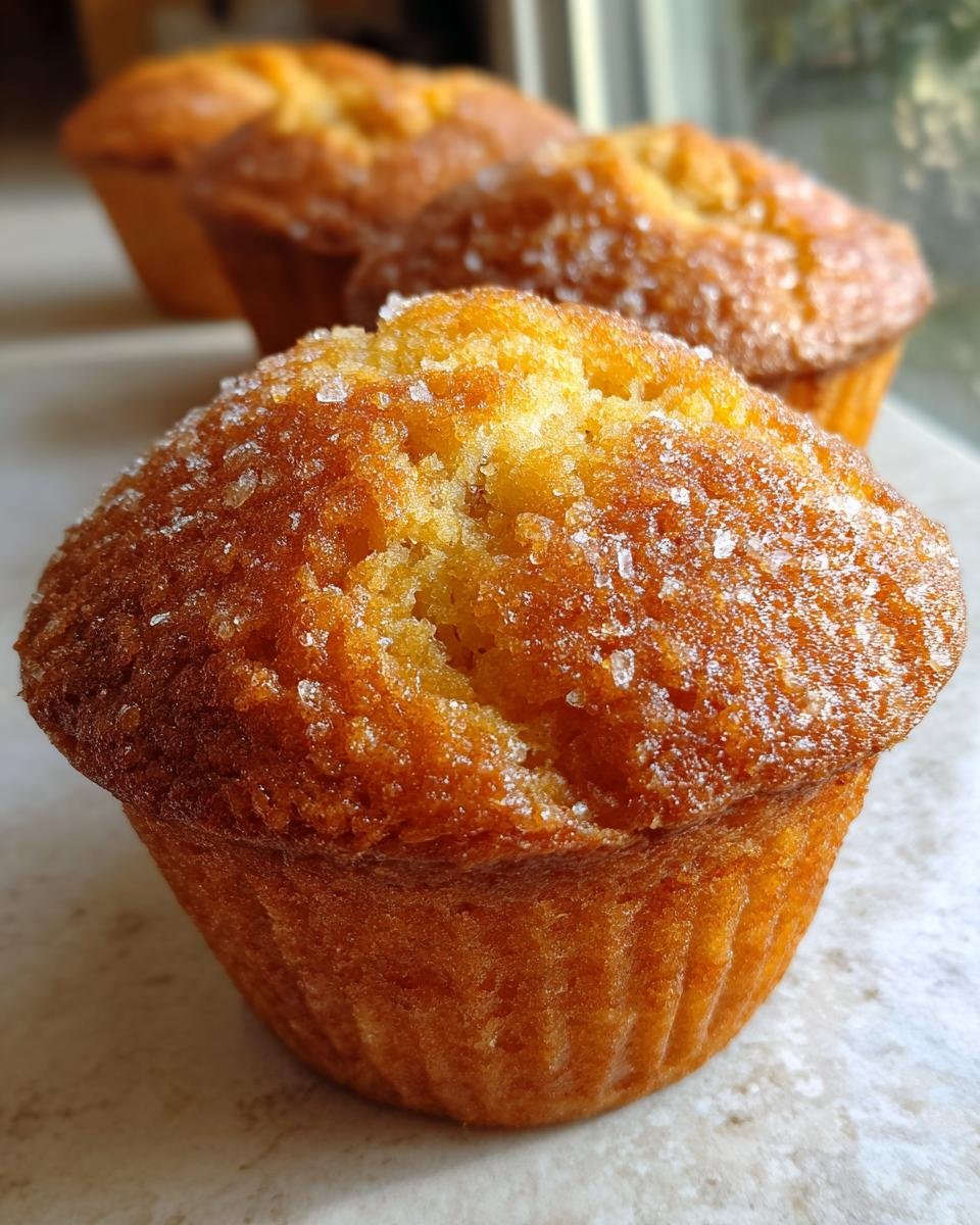 Nahaufnahme eines goldbraunen Texas Sized Muffin, bestreut mit grobem Kristallzucker.