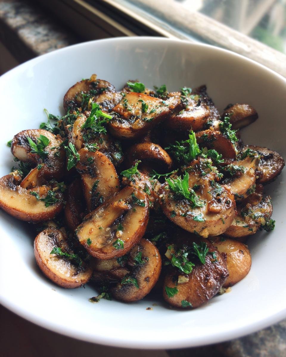 Gebratene Champignons mit Knoblauch und Petersilie, ein Beispiel für Keto Mushroom Recipes.