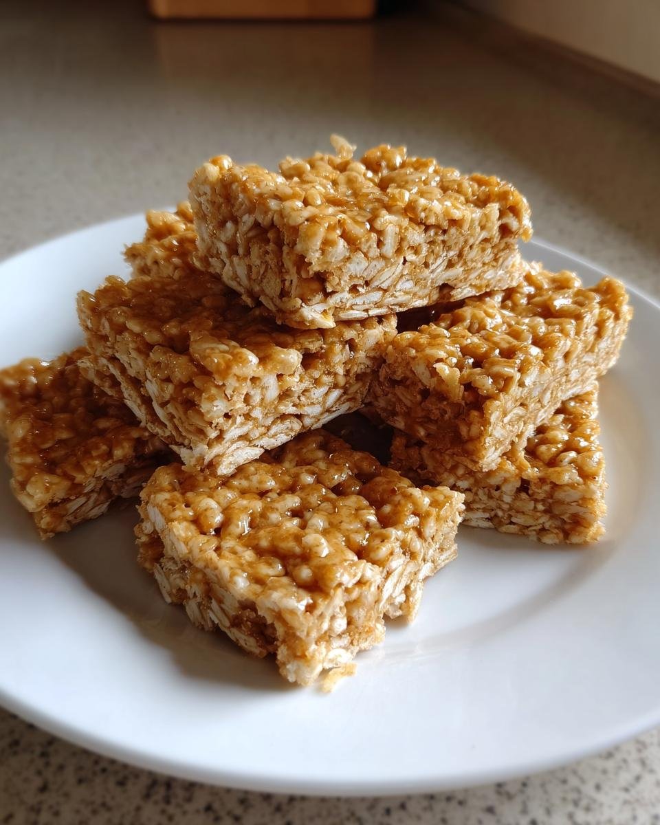 Stapel von z&auml;hen, karamellisierten Flapjack Rezept St&uuml;cken auf einem wei&szlig;en Teller.