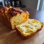 Aufgeschnittenes, fluffiges Brot mit gelb-orangem K&uuml;rbisfleisch, das das Cozy Pumpkin Pull Recipe darstellt.