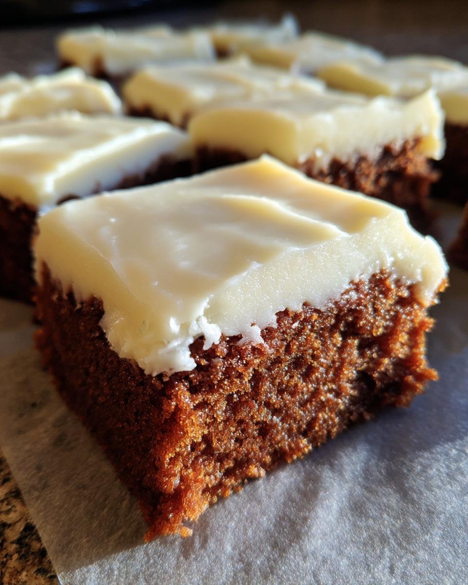 Nahaufnahme eines saftigen St&uuml;cks Irresistible Cake Batter Bars mit dickem, wei&szlig;em Zuckerguss.