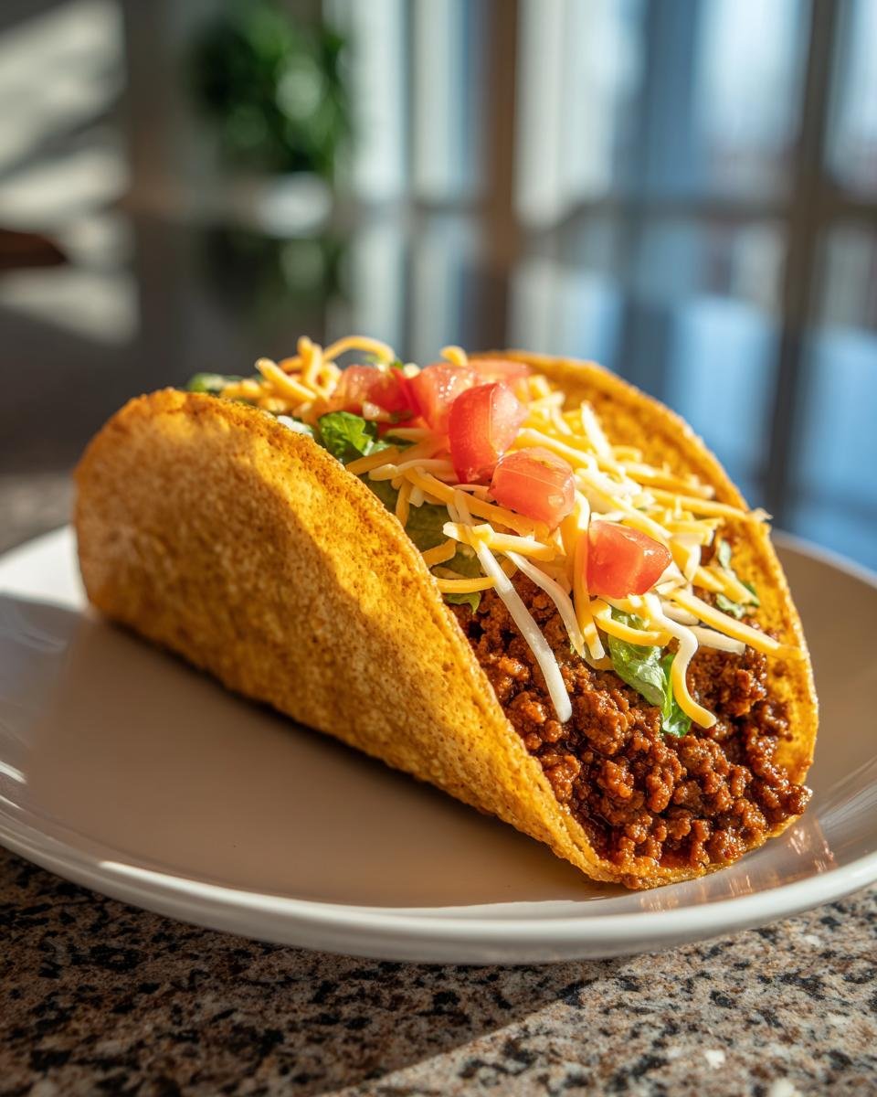 Ein knuspriger Taco gef&uuml;llt mit gew&uuml;rztem Hackfleisch, K&auml;se und gew&uuml;rfelten Tomaten &ndash; perfekt f&uuml;r das Crispy Baked Ground Beef Tacos Recipe.
